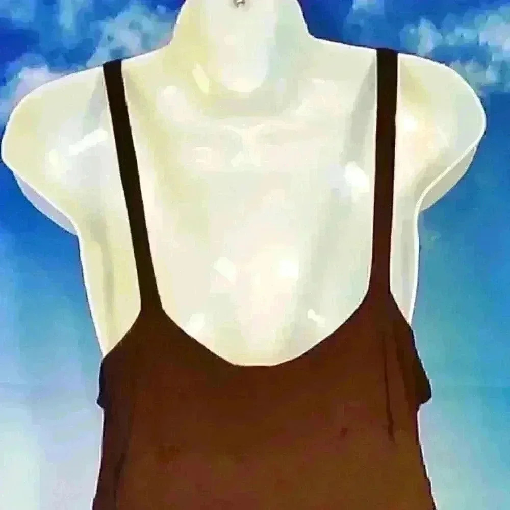 CHOCOLATE BROWN Womans MAXI Dress Rhinestone Embroidery Accents TALL size Med - Picture 10 of 10
